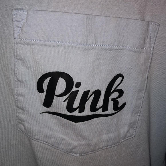 Victoria’s Secret pink long sleeve shirt over sized v-neck top size small blue‌ - Picture 3 of 6